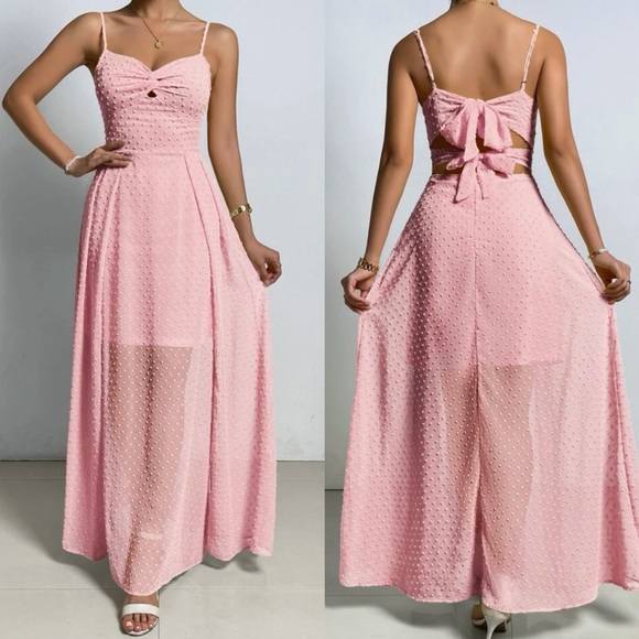 Boho Swiss dot twist front tie back cami dress - Picture 4 of 16